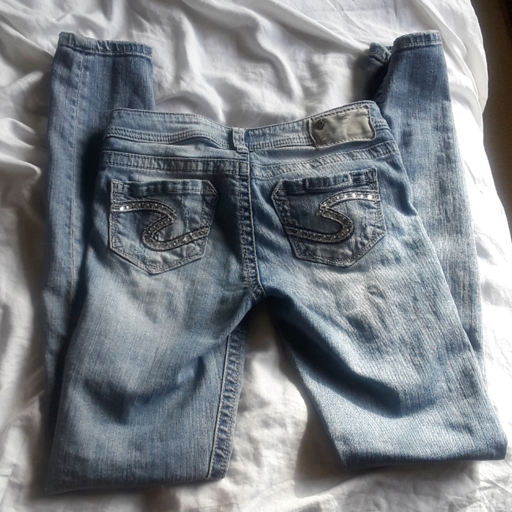 Silver skinny jeans Size 25